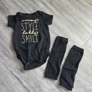 12M Girls Black and Gold Kids One Piece Set
